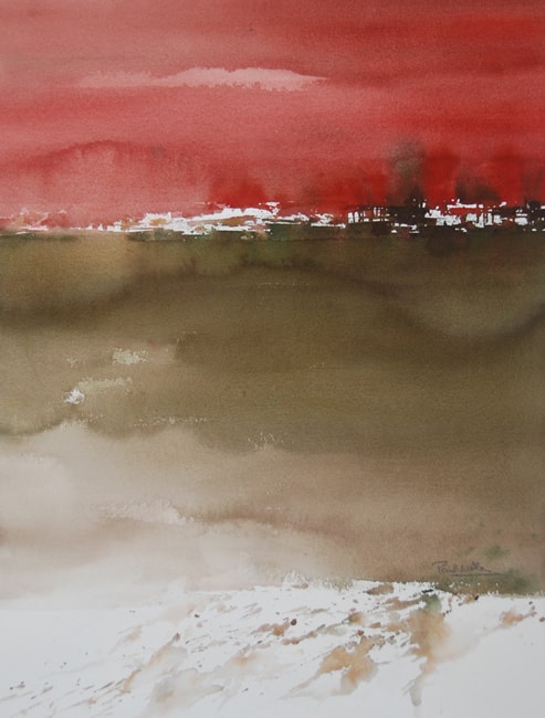 Paul Nellens Watercolour painting Red Sky